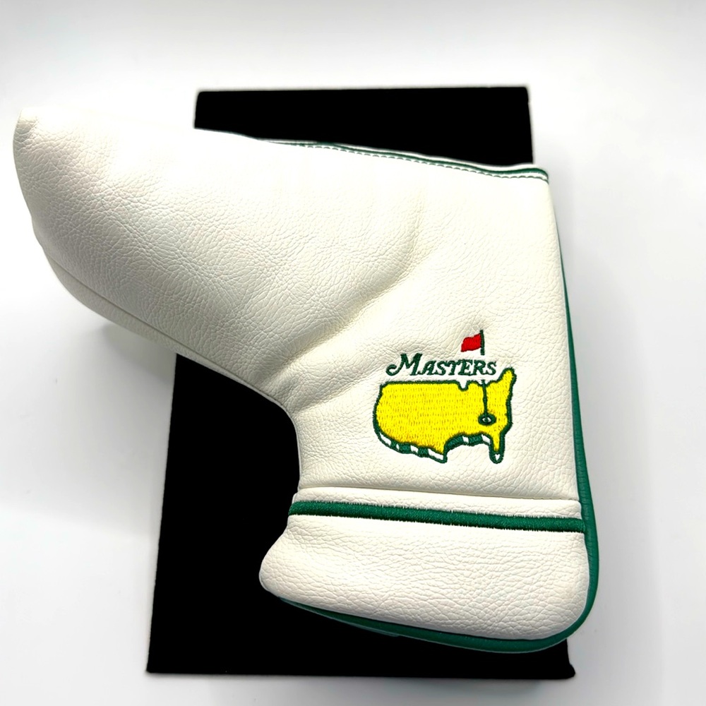 Masters Utility Golf Club Putter Headcover White & Green Leather